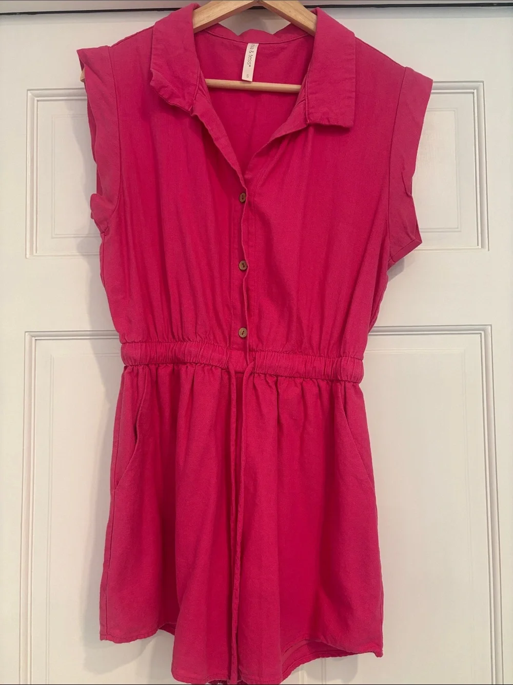 Women’s Hot Pink Button-Front Romper